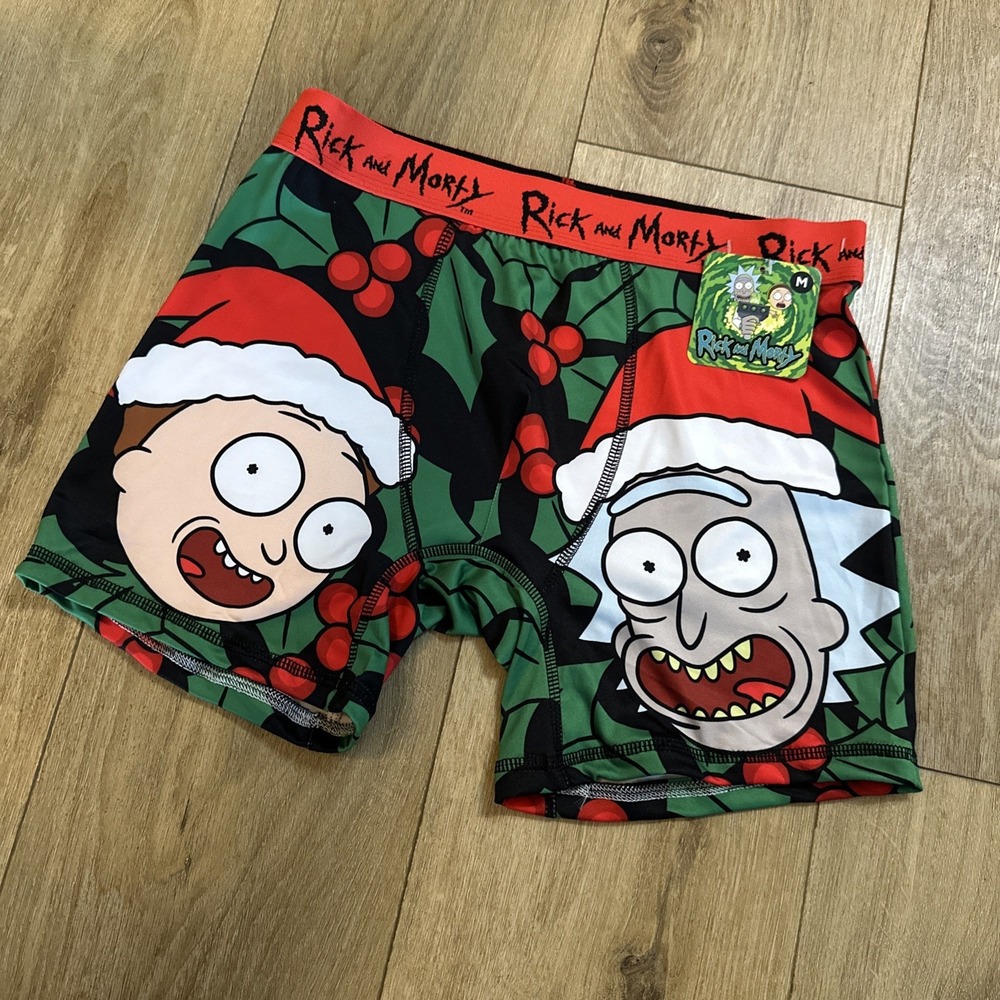 Rick & Morty Men's Santa Hat Holiday Boxer Brief Stretch Size X-Large NEW